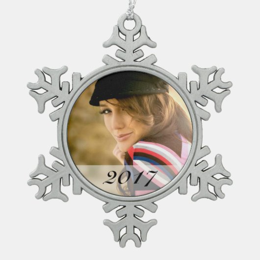 Aangepaste fotosnowflake-versiering tin sneeuwvlok ornament (Voorkant)