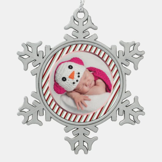 Aangepaste fotosnowflake-versiering tin sneeuwvlok ornament (Voorkant)
