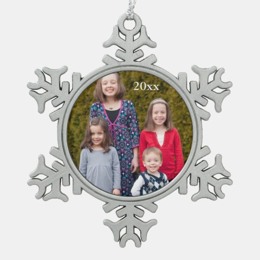 Aangepaste fotosnowflake-versiering tin sneeuwvlok ornament (Voorkant)
