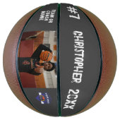 Aangepaste fotospeler naam team logo grijs basketbal (Verticaal)