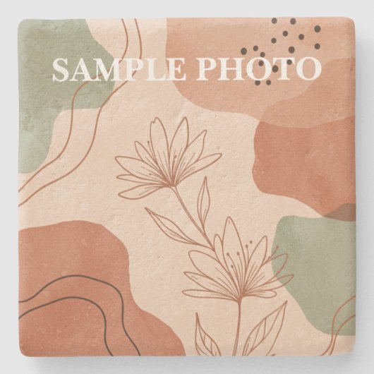 Aangepaste fotostenen onderzetter – Boho stijl (Voorkant)