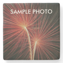 Aangepaste fotostenen onderzetters – Vuurwerk