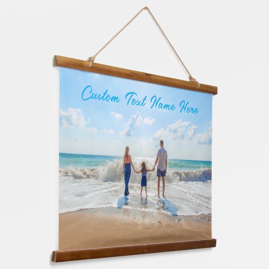 Aangepaste fototekst Afbeelding van je familie Fot Hangend Wandkleed (Gebogen)