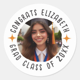 Aangepaste fototekst Afstuderen Congrats Afstudeer Ronde Sticker