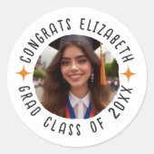 Aangepaste fototekst Afstuderen Congrats Afstudeer Ronde Sticker (Voorkant)