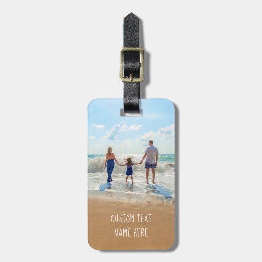 Aangepaste fototekst bagagelabel - uw eigen ontwer (Voorkant verticaal)