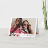 Aangepaste fototekst Bloemige Gelukkige Moederdag Feestdagen Kaart (Voorkant)