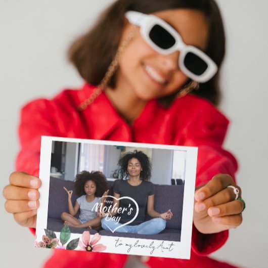 Aangepaste fototekst Bloemige Gelukkige Moederdag Feestdagen Kaart