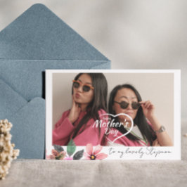 Aangepaste fototekst Bloemige Gelukkige Moederdag  Feestdagen Kaart