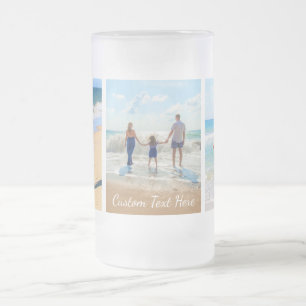 Aangepaste Fototekst Collage Frosted Glass Beer Mo Matglas Bierpul