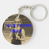 Aangepaste fototekst dubbelzijdige roze roeiers sleutelhanger (Achterkant)