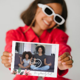 Aangepaste fototekst Floral Happy Mothers Day tant Feestdagen Kaart