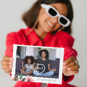 Aangepaste fototekst Floral Happy Mothers Day tant Feestdagen Kaart