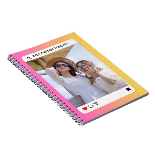 Aangepaste Fototekst Instagram Modern Roze Notitieboek (Rechterzijde)