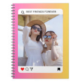 Aangepaste Fototekst Instagram Modern Roze Notitieboek (Voorkant)