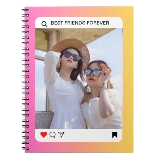 aangepaste fototekst instagram moderne roze notitieboek (Voorkant)