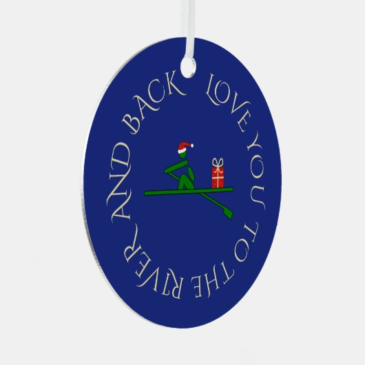 Aangepaste fototekst kerstboomrower navy metalen ornament (Voorkant Rechts)