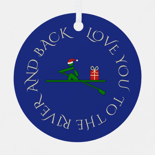 Aangepaste fototekst kerstboomrower navy metalen ornament (Voorkant)