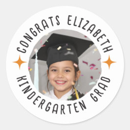 Aangepaste Fototekst Kindergarten Afstuderen Ronde Sticker