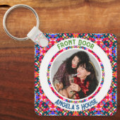 Aangepaste Fototekst Kleurrijke Housewarming Gift Sleutelhanger (Voorkant)