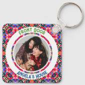 Aangepaste Fototekst Kleurrijke Housewarming Gift Sleutelhanger (Achterkant)