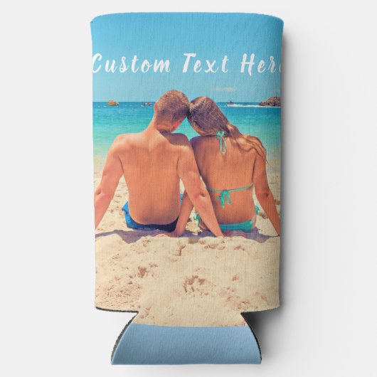 Aangepaste fototekst Koelbox je liefdesfoto's Seltzer Blikjeskoeler (Achterkant)