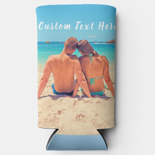 Aangepaste fototekst Koelbox je liefdesfoto's Seltzer Blikjeskoeler (Voorkant)