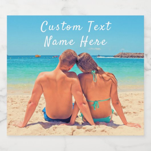 Aangepaste fototekst Mousserende wijn Label uw fot Sparkling Wijnetiket (Enkel label)