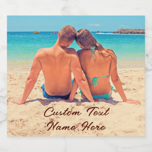 Aangepaste fototekst Mousserende wijn Label uw fot Sparkling Wijnetiket (Enkel label)