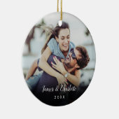 Aangepaste fototekst naam datum keramisch ornament (Rechts)