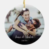 Aangepaste fototekst naam datum keramisch ornament (Achterkant)