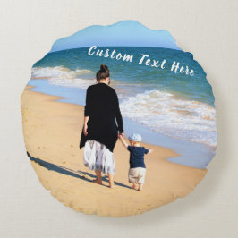 Aangepaste fototekst rondreis uw eigen ontwerp rond kussen