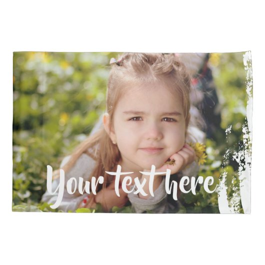 Aangepaste fototekst Roze witte verfstreept grenze Kussensloop (Achterkant)