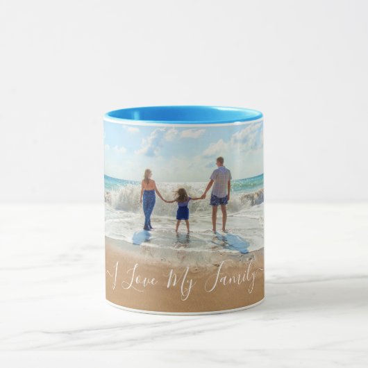 Aangepaste fototekst Uw eigen design I Love My Fam Mok (Midden)