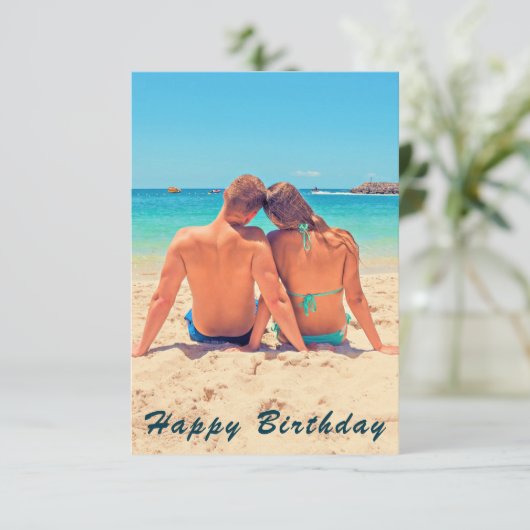 Aangepaste fototekst Verjaardag Kaart Uw eigen ont (Staand voorkant)