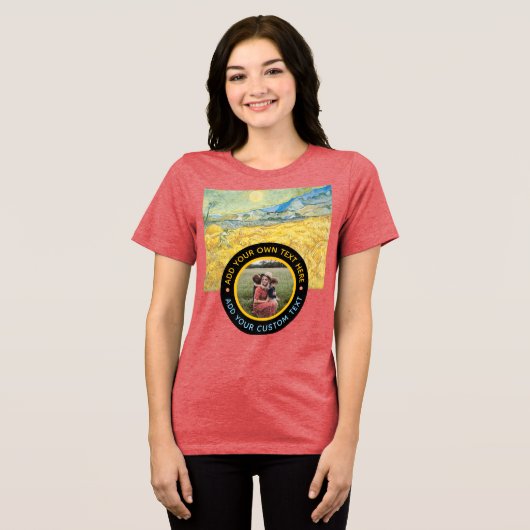 Aangepaste Fototekst – Verjaardag Vakantie Jubileu Tri-Blend Shirt (Voorkant volledig)