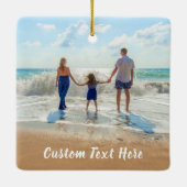 Aangepaste fototekst voor uw familiefoto's keramisch ornament (Achterkant)