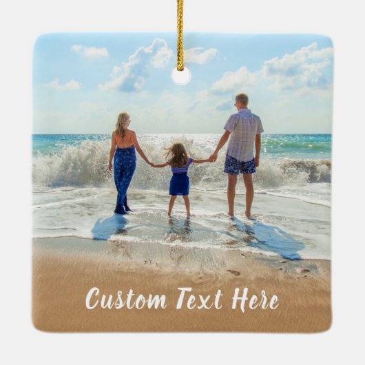 Aangepaste fototekst voor uw familiefoto's keramisch ornament (Achterkant)