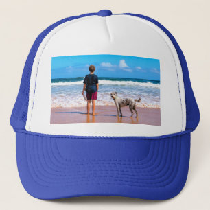 Aangepaste fototekstechnologie laat uw ontwerp met trucker pet