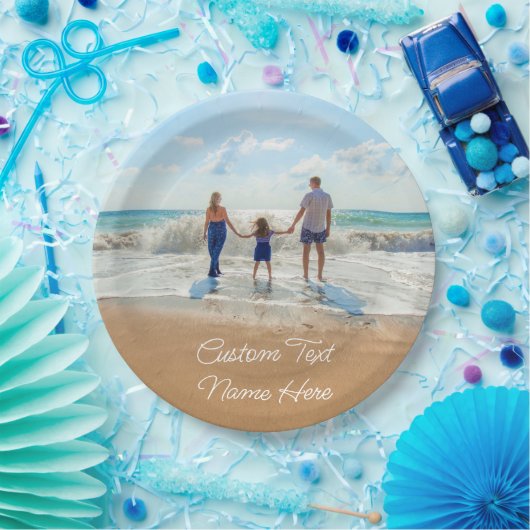 Aangepaste fototekstnaam Papieren Borden Uw ontwer Papieren Bordje (Feest)