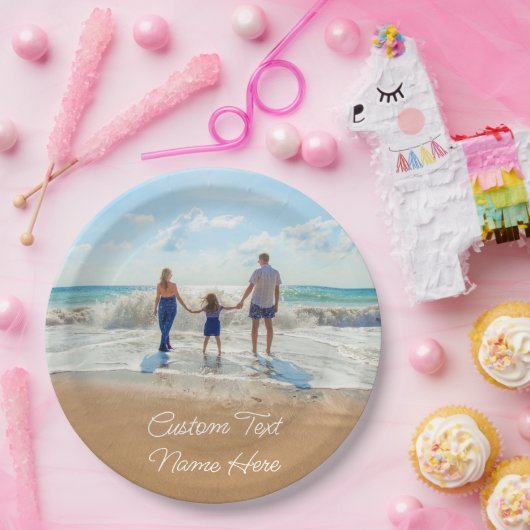 Aangepaste fototekstnaam Papieren Borden Uw ontwer Papieren Bordje (Feest)