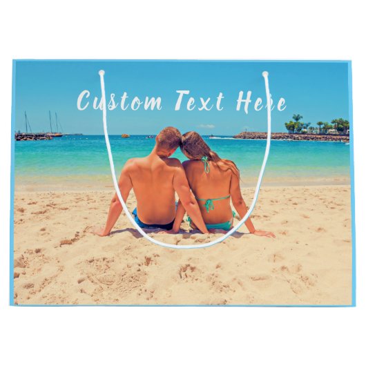 Aangepaste fototeksttas met cadeau voor favoriete  groot cadeauzakje (Voorkant)