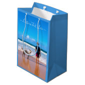 Aangepaste fototeksttas met cadeau voor je huisdie medium cadeauzakje (Achterkant Gekanteld)
