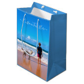 Aangepaste fototeksttas met cadeau voor je huisdie medium cadeauzakje (Voorkant Gekanteld)