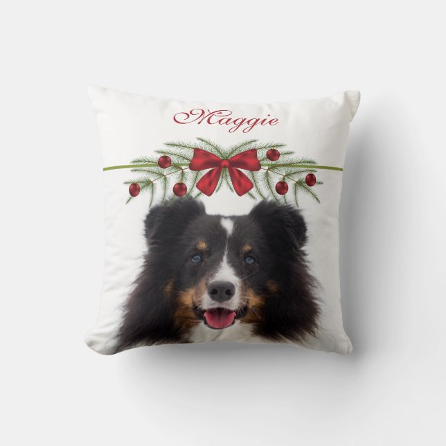 Aangepaste fototemplate met kerstgarland kussen (Voorkant)