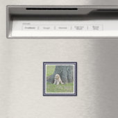 Aangepaste fototemplateframe blauw en wit modern magneet (Insitu (Vaatwasser))