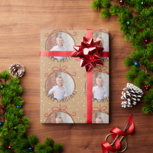 Aangepaste fototoon en zwarte kerstmis cadeaupapier
