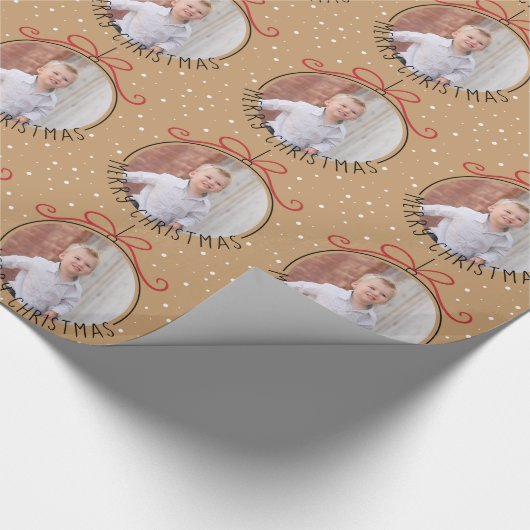 Aangepaste fototoon en zwarte kerstmis cadeaupapier (Hoek)