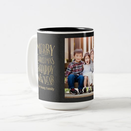 Aangepaste fotovakantie voor Merry Wishes Mok (Voorkant links)