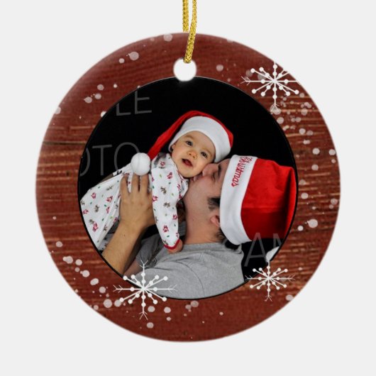 Aangepaste fotoversiering Snowflake Keramisch Ornament (Voorkant)